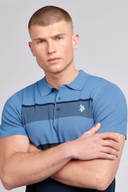 U.S. Polo Assn. Mens Regular Fit Blue Stripe Knit Polo Shirt - Image 2 of 7