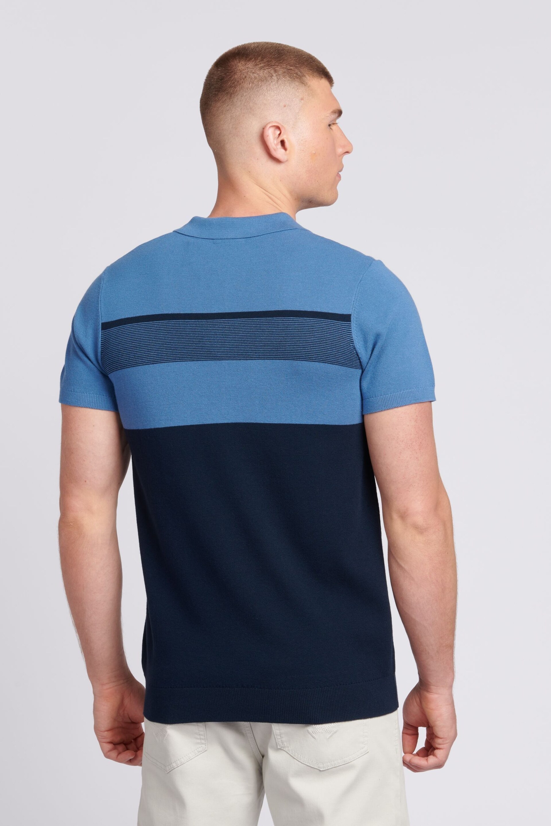 U.S. Polo Assn. Mens Regular Fit Blue Stripe Knit Polo Shirt - Image 4 of 7