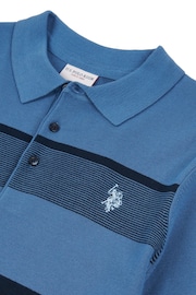 U.S. Polo Assn. Mens Regular Fit Blue Stripe Knit Polo Shirt - Image 7 of 7