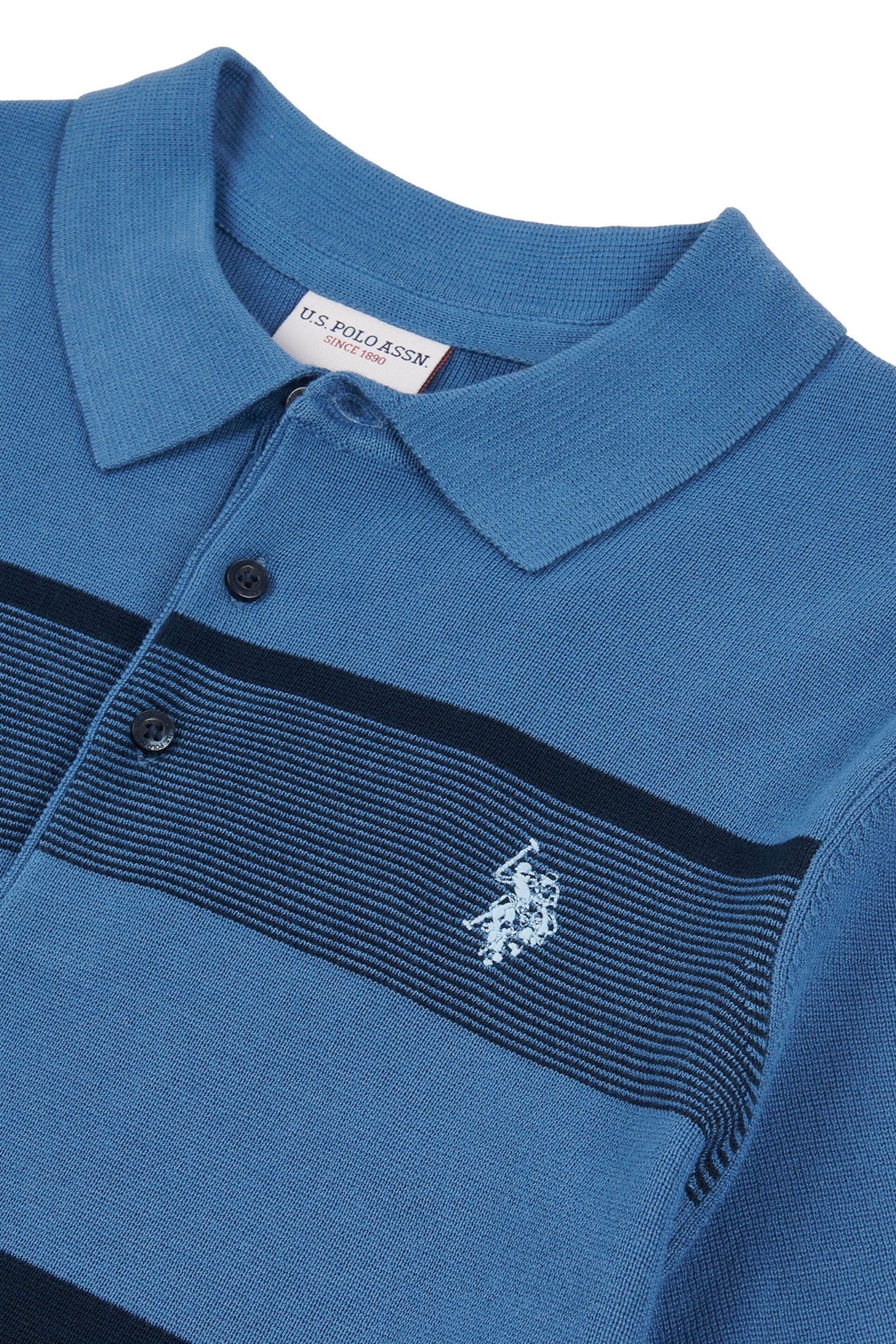 U.S. Polo Assn. Mens Regular Fit Blue Stripe Knit Polo Shirt - Image 7 of 7