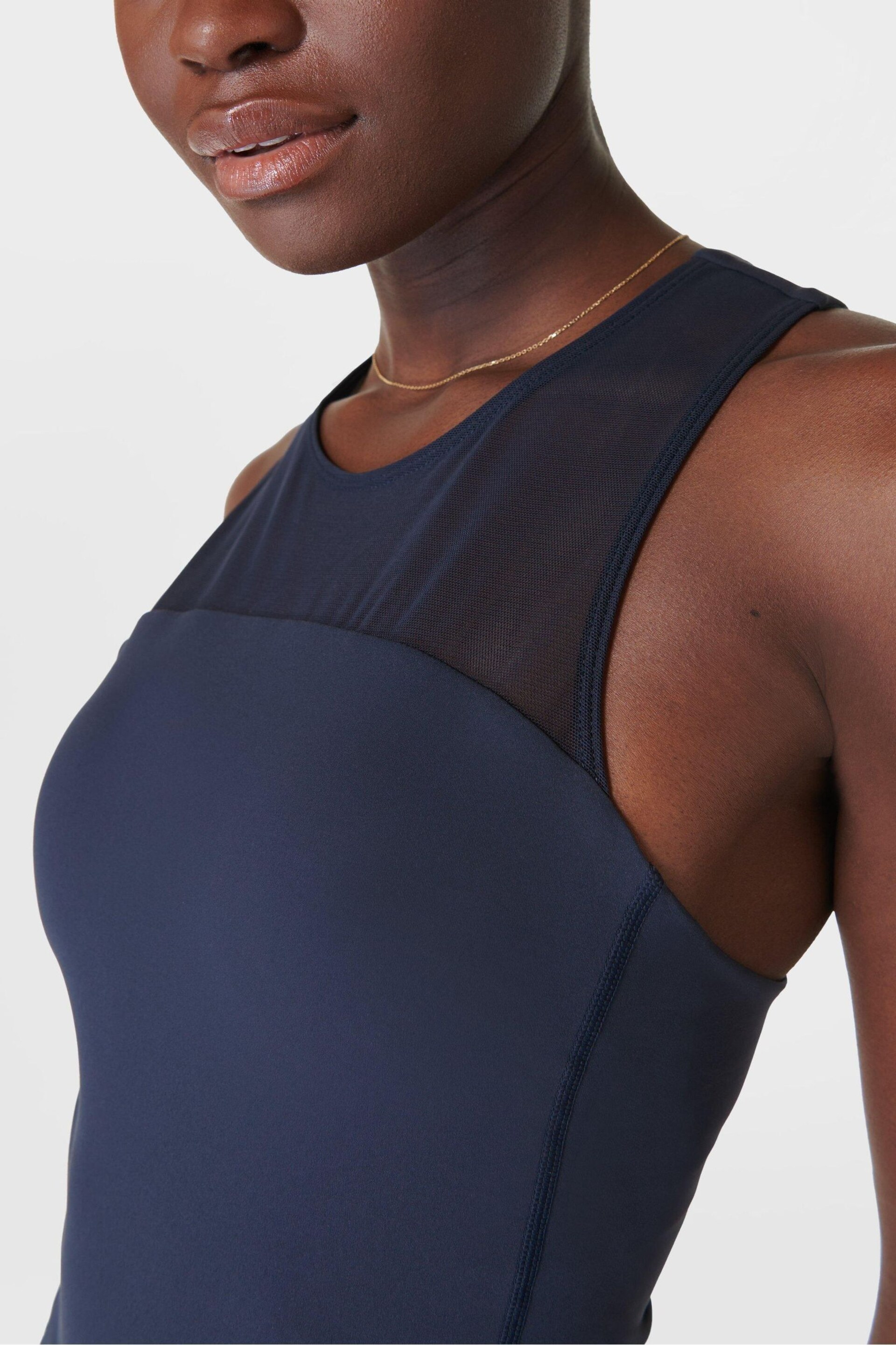 Sweaty Betty Navy Blue Power Illusion Workout Bra Tank Top - Image 6 of 7