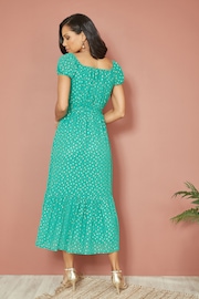 Mela Green Foil Print Bardot Midi Dress - Image 4 of 5
