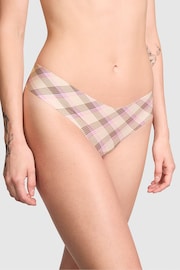 Victoria's Secret PINK Moonstone Pink Plaid Thong Knickers - Image 1 of 3