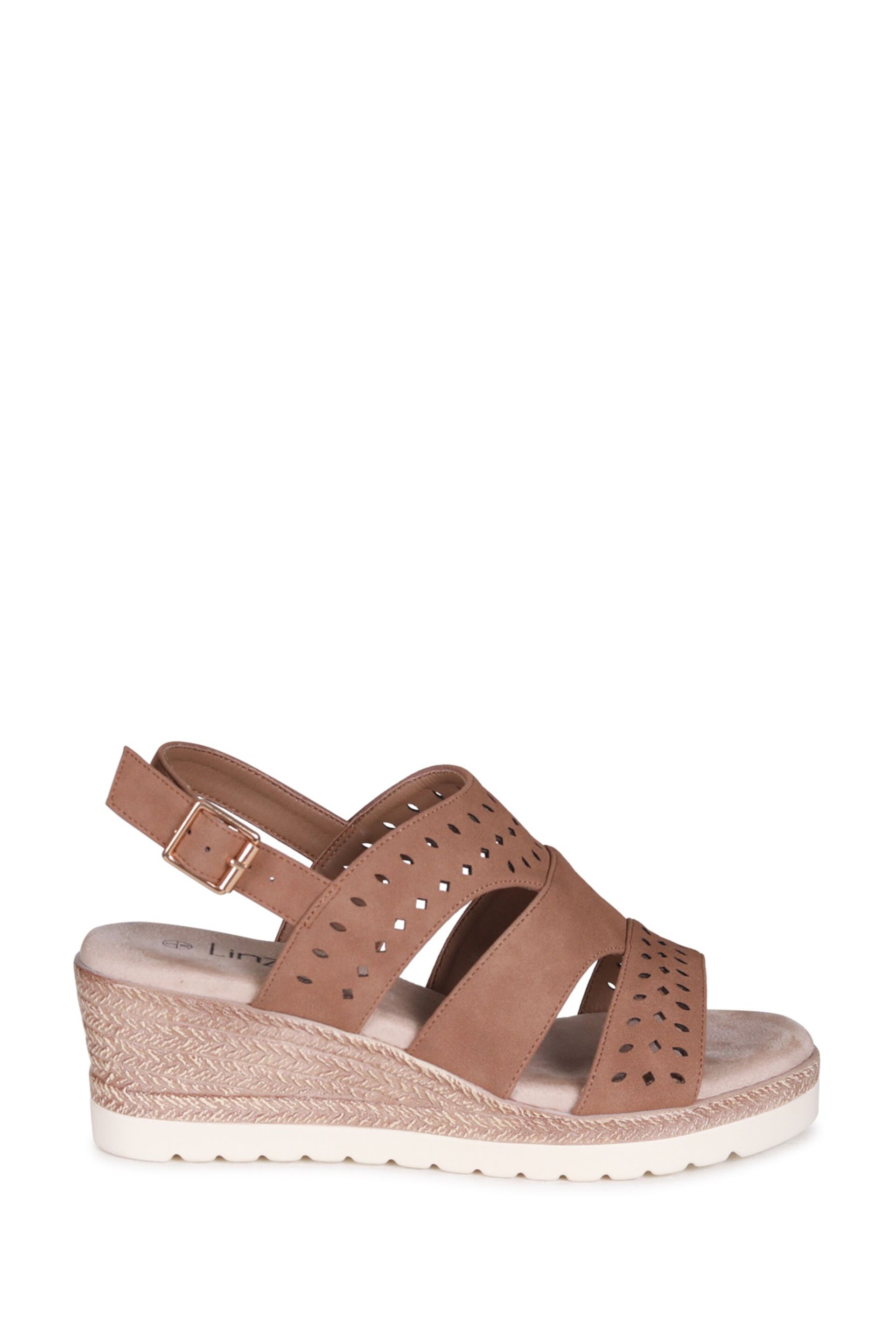 Linzi Natural Caryn Wedge Sandals With Cut Out Front Straps - Image 2 of 4