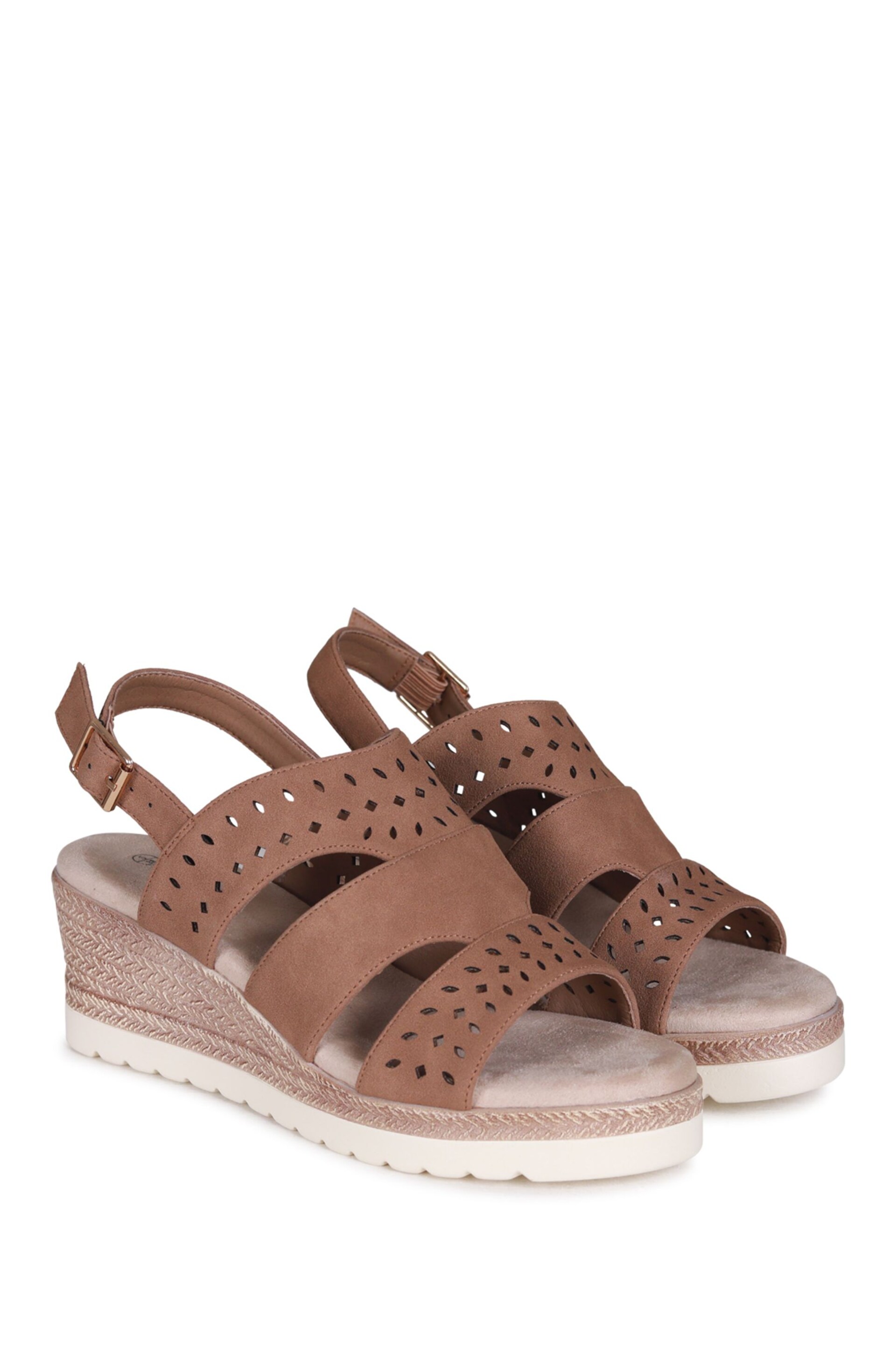 Linzi Natural Caryn Wedge Sandals With Cut Out Front Straps - Image 3 of 4