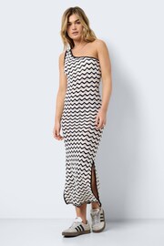 NOISY MAY Black Crochet Stripe One Shoulder Mini Dress - Image 3 of 7