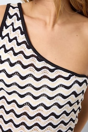 NOISY MAY Black Crochet Stripe One Shoulder Mini Dress - Image 5 of 7