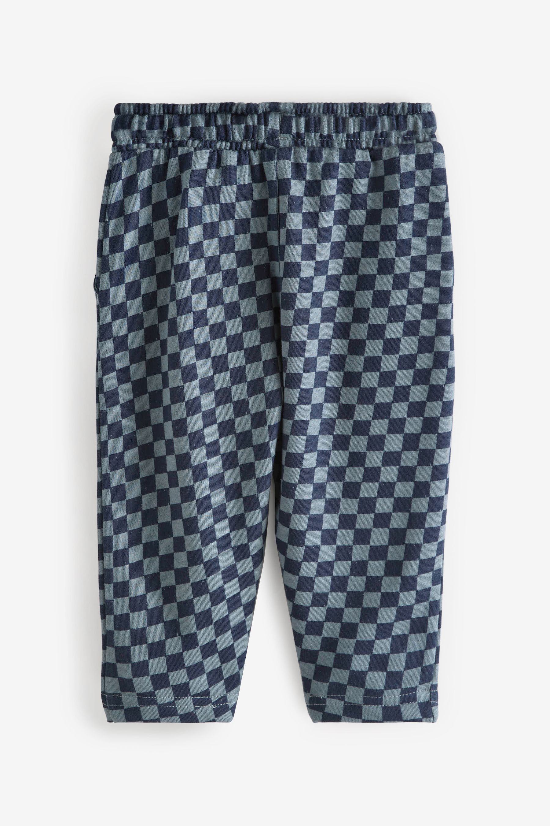 Navy Blue Checkerboard 100 Cotton Patterned Jersey Joggers 3mths 7yrs