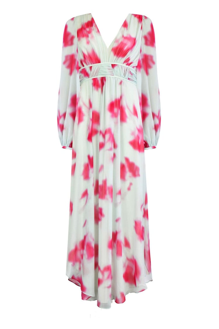 Ro&Zo White Petite Petite Stephanie Blurred Floral Midaxi Dress - Image 1 of 1