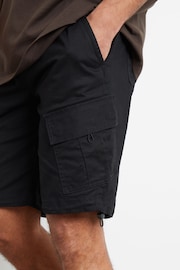 Threadbare Black Cotton Utility Cargo Shorts With Stretch - Image 4 of 5