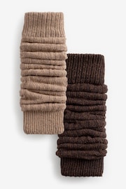 Chocolate Brown / Neutral Thermal Wool Blend Ankle Socks With Silk Leg Warmers 2 Pack - Image 1 of 3