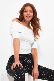 Joe Browns White Slim Fit Fold Over Bardot Jersey Top - Image 1 of 5