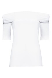 Joe Browns White Slim Fit Fold Over Bardot Jersey Top - Image 5 of 5