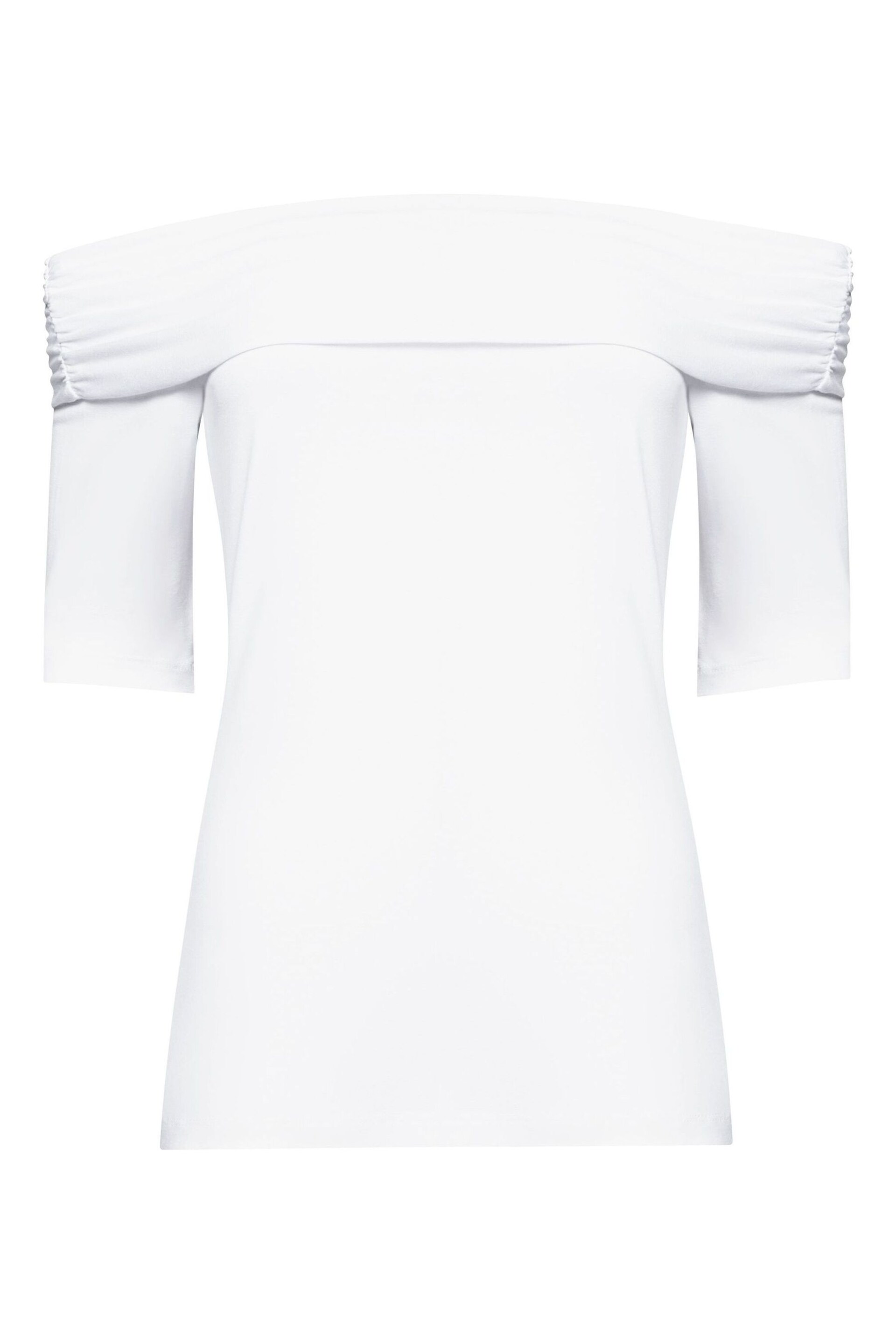 Joe Browns White Slim Fit Fold Over Bardot Jersey Top - Image 5 of 5