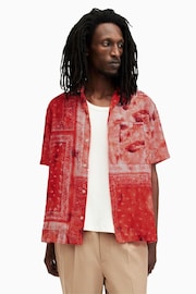 AllSaints Red Tijuana Short Sleeve Shirt - Image 6 of 7