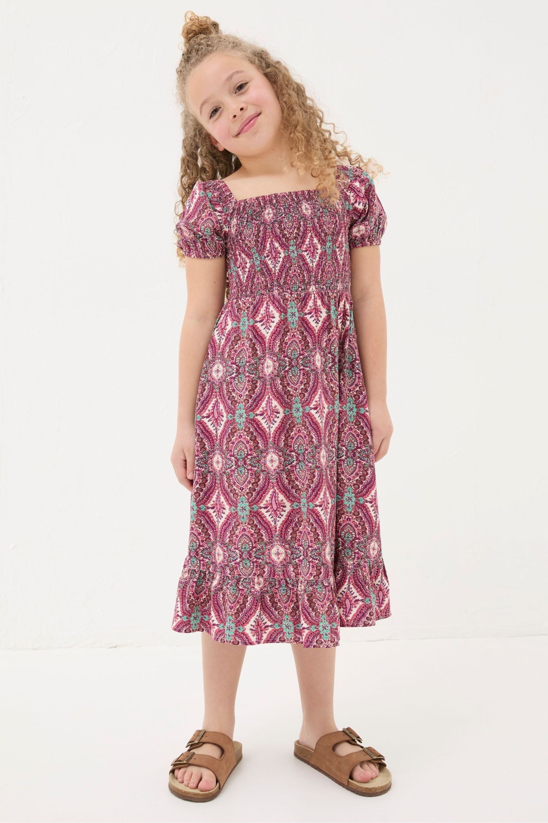 FatFace Purple Paisley Midi Dress - Image 1 of 5