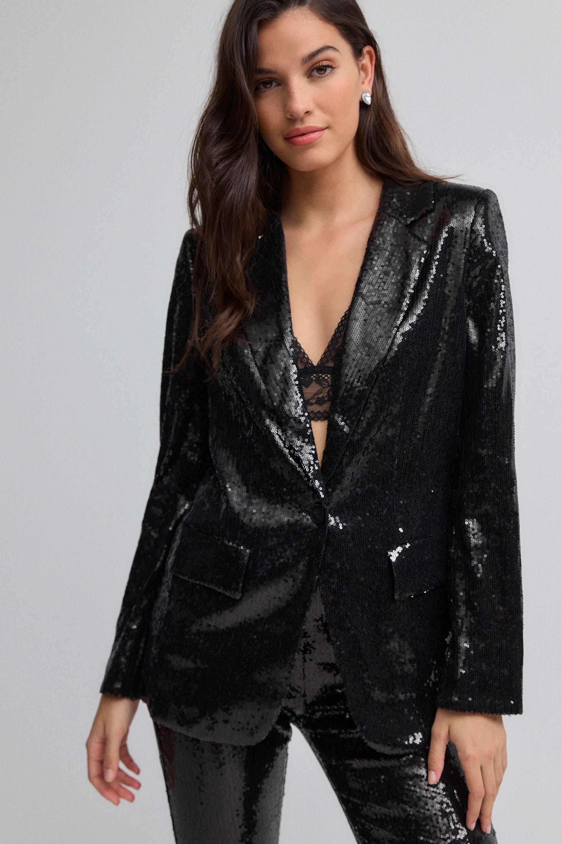 Womens black sequin blazer hotsell