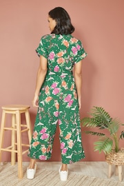 Yumi Green Crane Print Jumpsuit With Matching Belt - Image 2 of 5