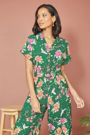 Yumi Green Crane Print Jumpsuit With Matching Belt - Image 4 of 5