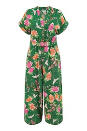 Yumi Green Crane Print Jumpsuit With Matching Belt - Image 5 of 5