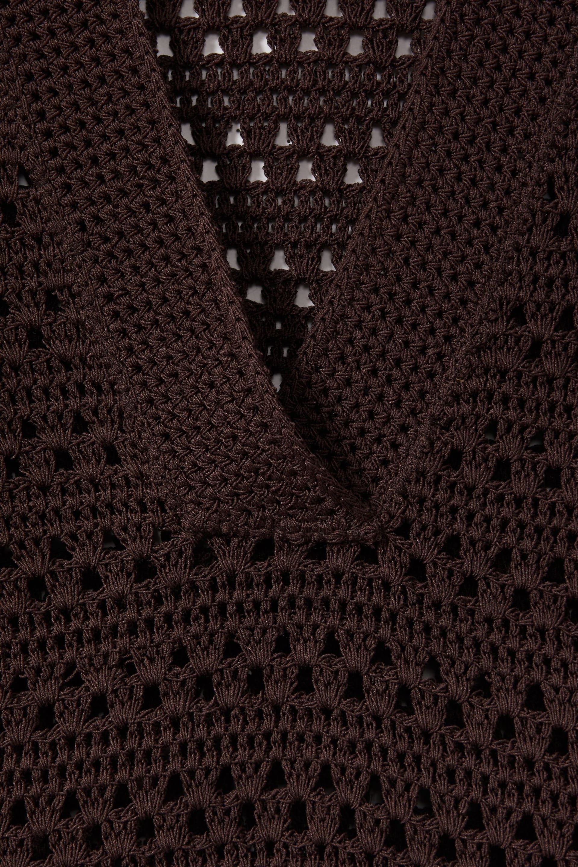 Reiss Chocolate Carla Knitted Open-Collar Polo Shirt - Image 5 of 5
