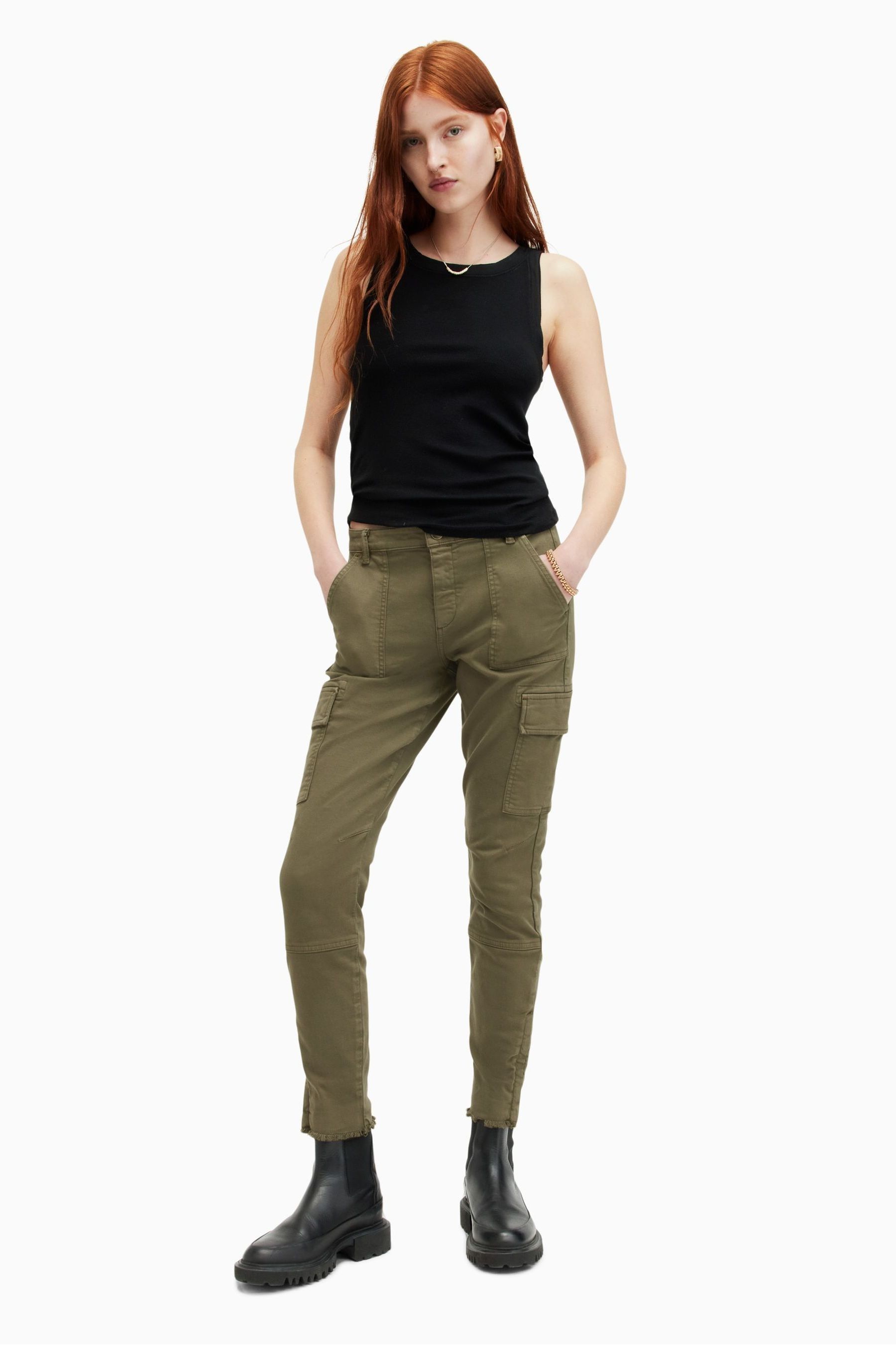 Buy AllSaints Green Duran Skinny Cargo Trousers from Next USA