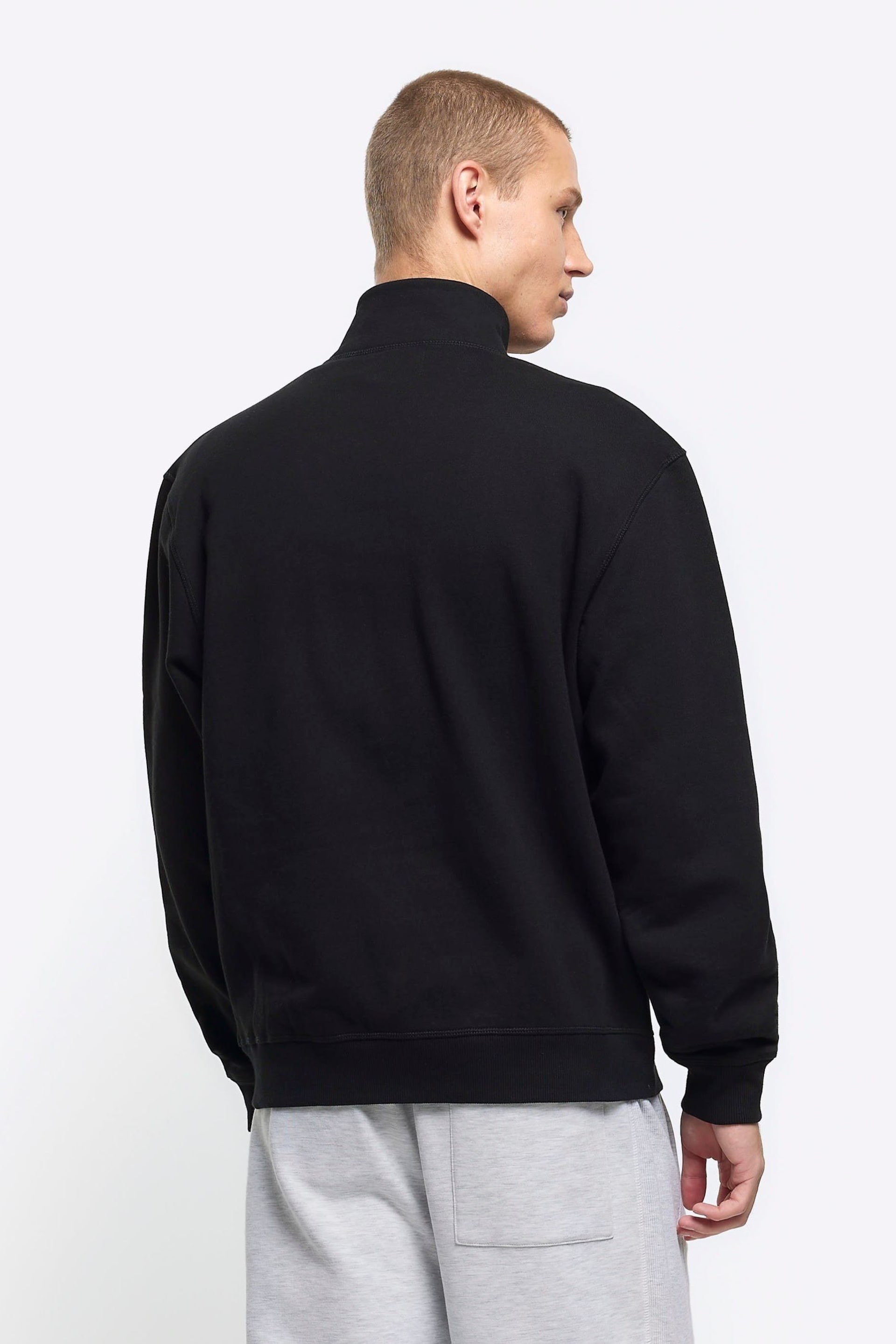 River Island Black Long Sleeve Regular Fit Zip Thru Sweatshirt - Image 2 of 4