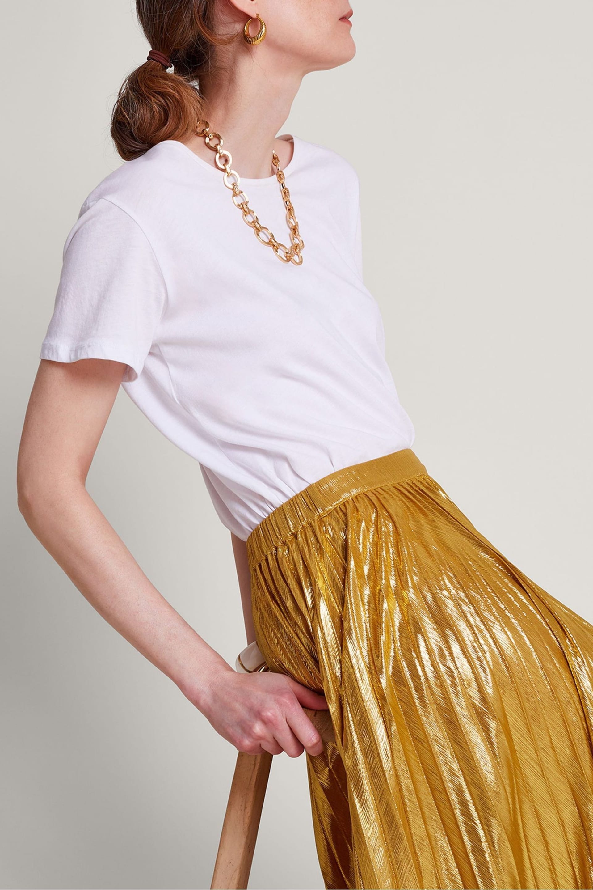 Monsoon Gold Mia Pleated Skirt - Image 3 of 4