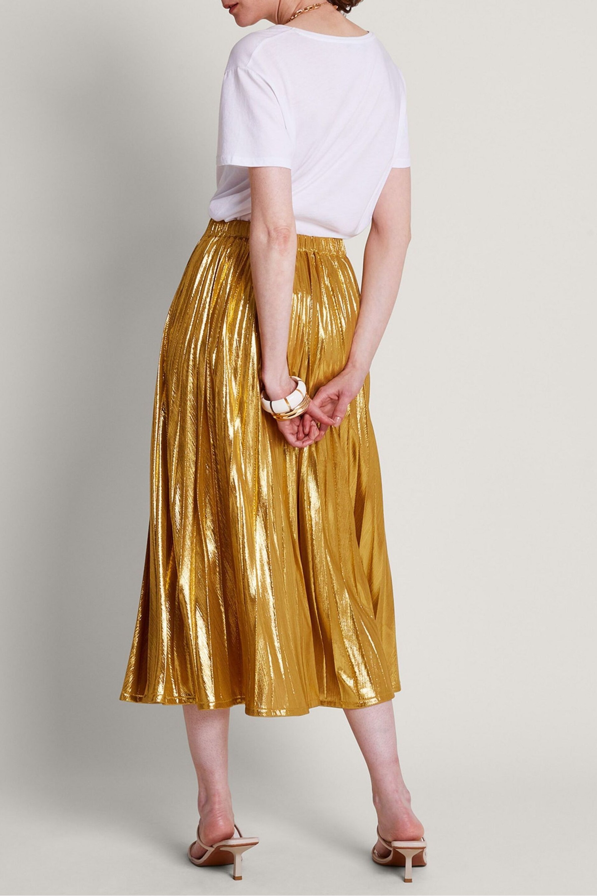 Monsoon Gold Mia Pleated Skirt - Image 4 of 4