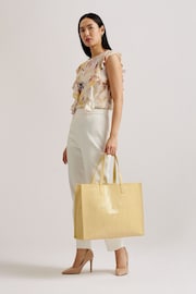 Ted Baker Yellow Allicon Croc Effect Detail Ew Icon Bag - Image 1 of 5