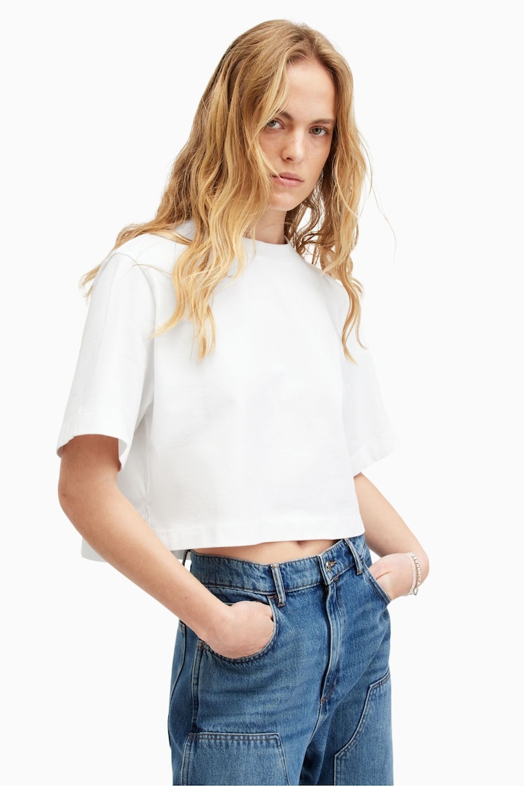 AllSaints White 100% Cotton Lottie T-Shirt - Image 1 of 7