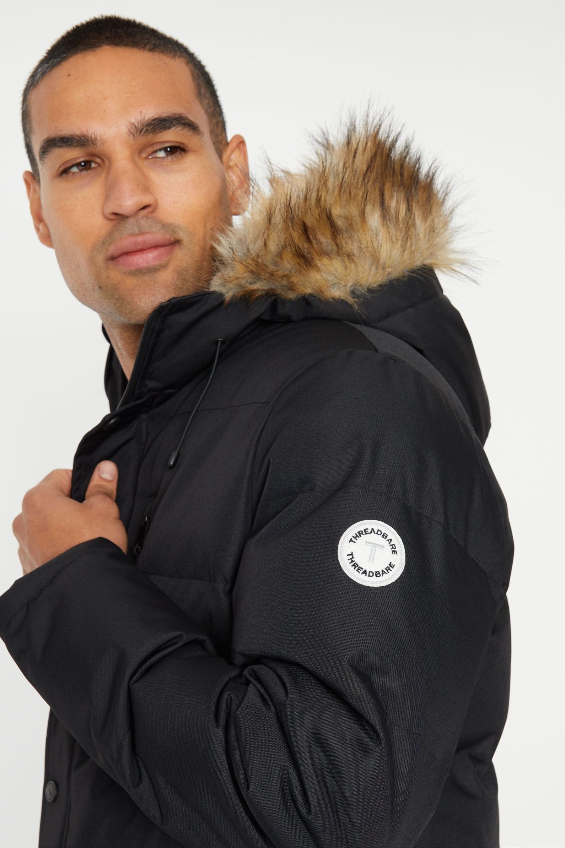 Black padded parka jacket deals