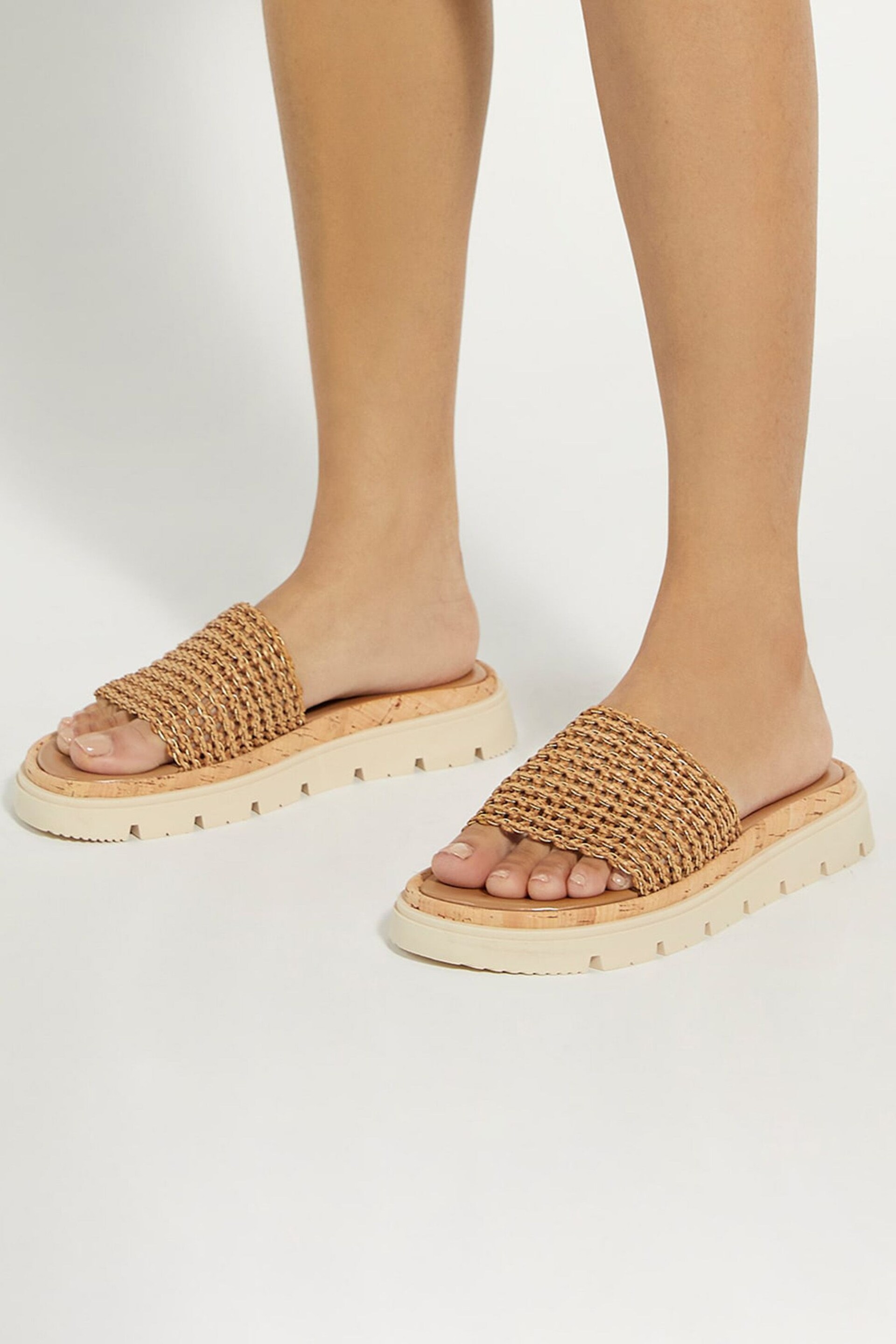 Dune London Natural Looners Woven Sliders - Image 1 of 5