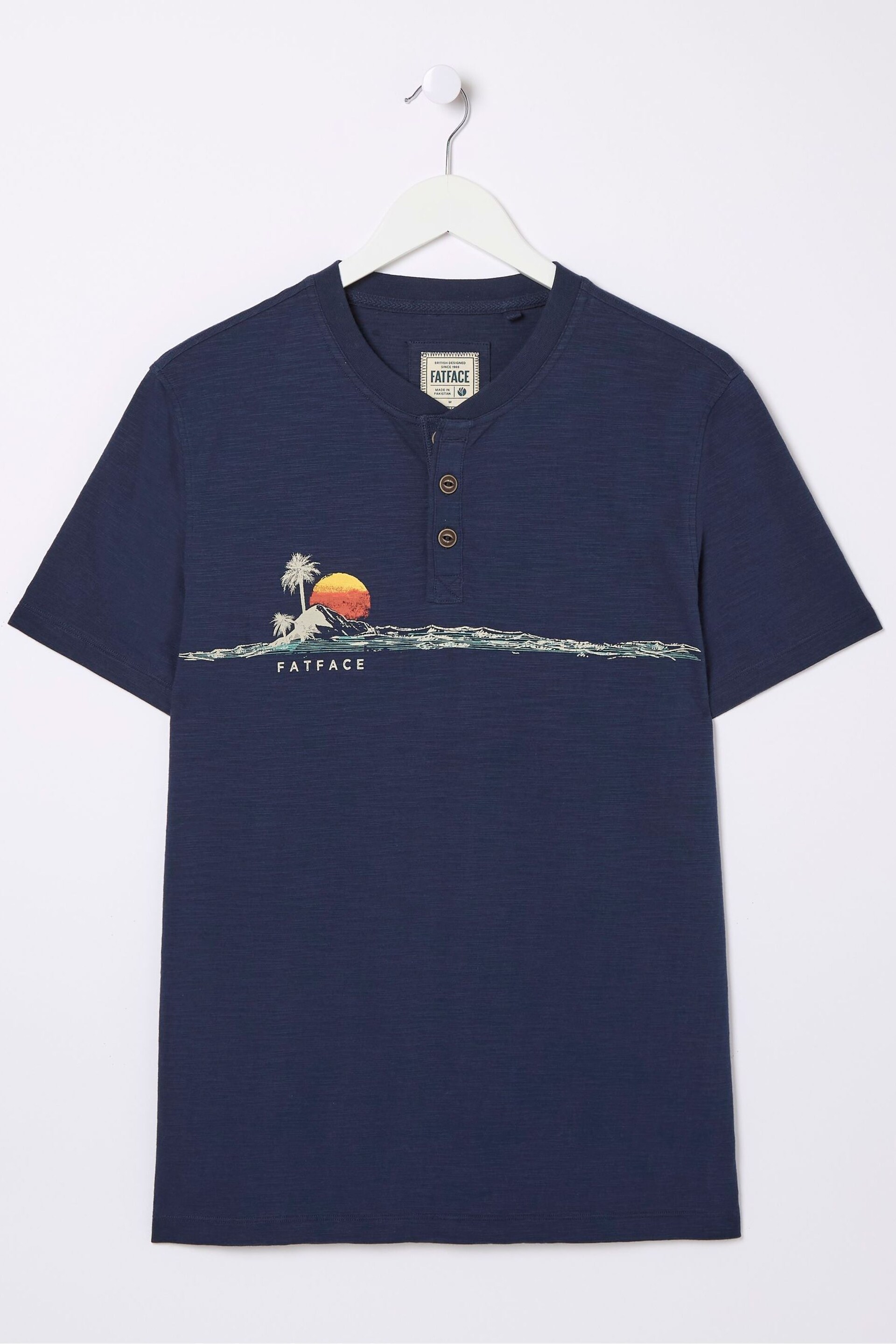 FatFace Blue Chest Stripe Oasis Henley T-Shirt - Image 4 of 4