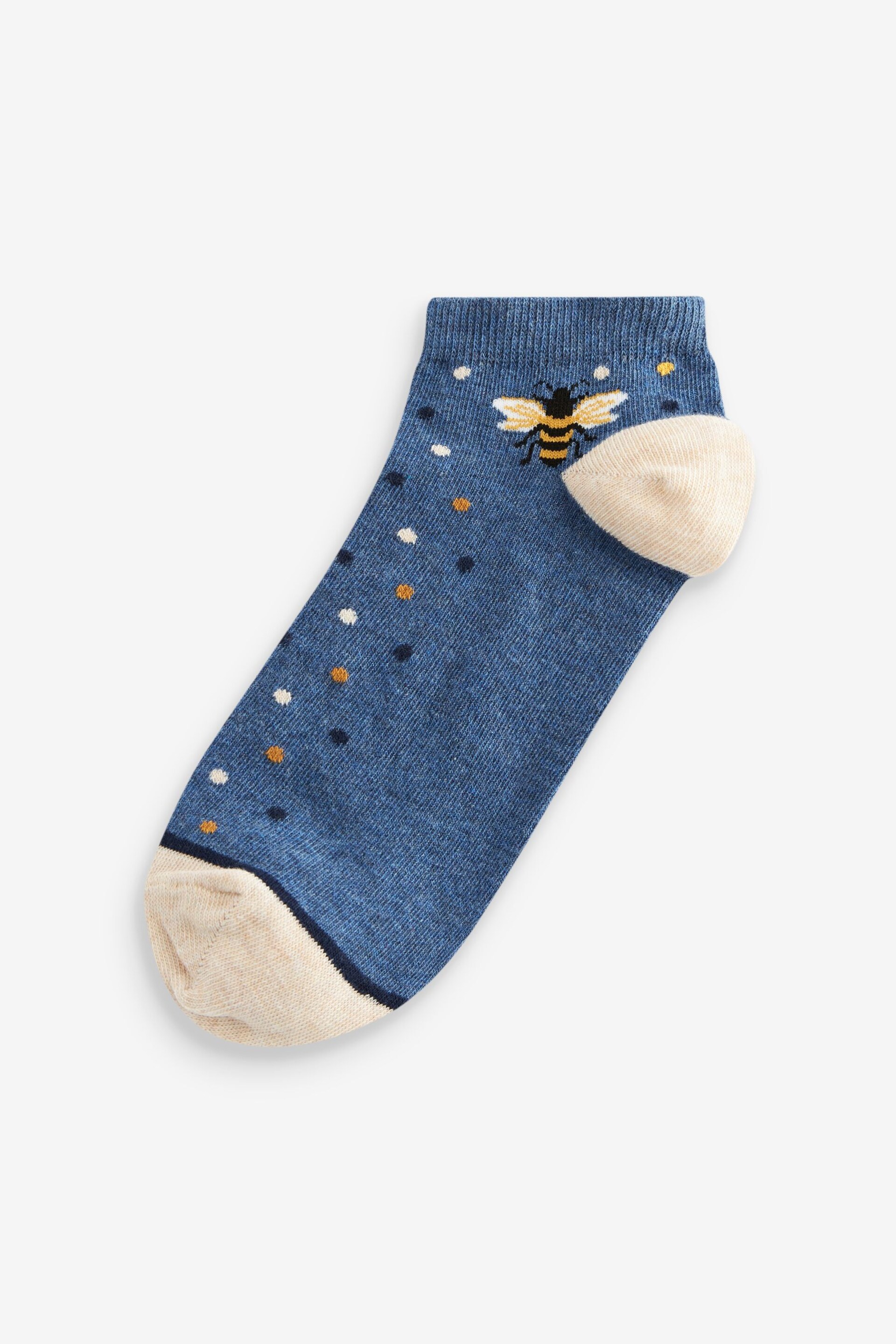 Navy/Ochre Bee Trainer Socks 5 Pack - Image 4 of 6