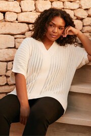 Live Unlimited Curve - Natural Open Stitch Knitted Kaftan Jumper - Image 1 of 6