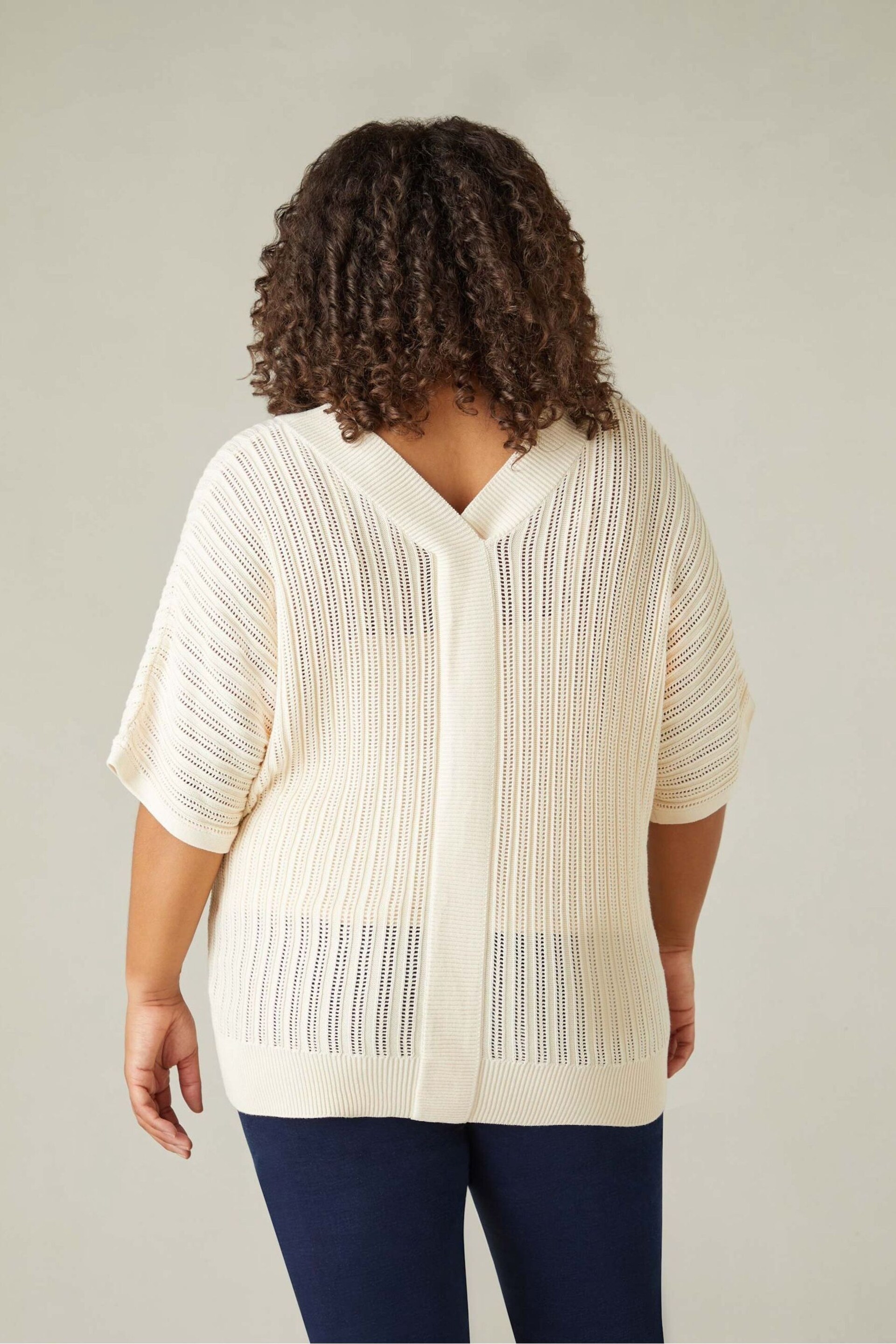 Live Unlimited Curve - Natural Open Stitch Knitted Kaftan Jumper - Image 4 of 6