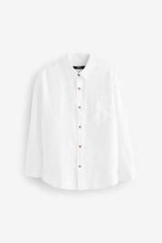 White 100% Linen Long Sleeve Shirt (3-16yrs) - Image 1 of 4