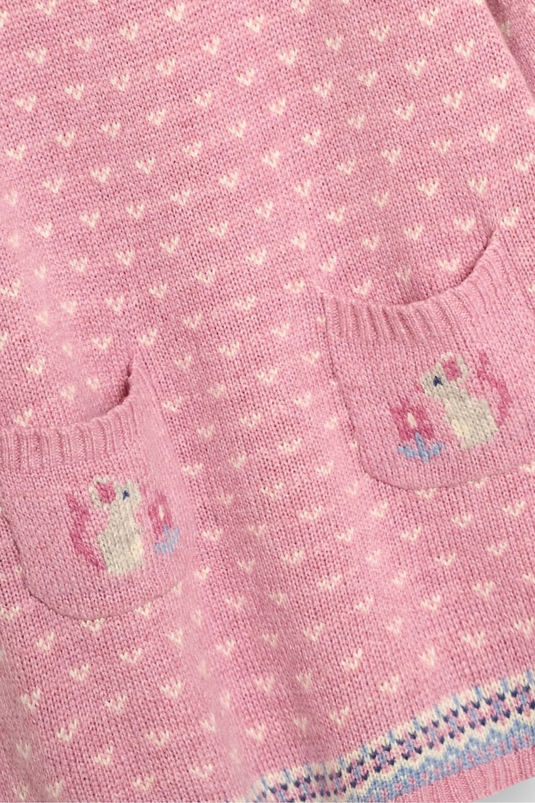 JoJo Maman Bébé Pink Mouse Fair Isle Knitted Dress - Image 3 of 3