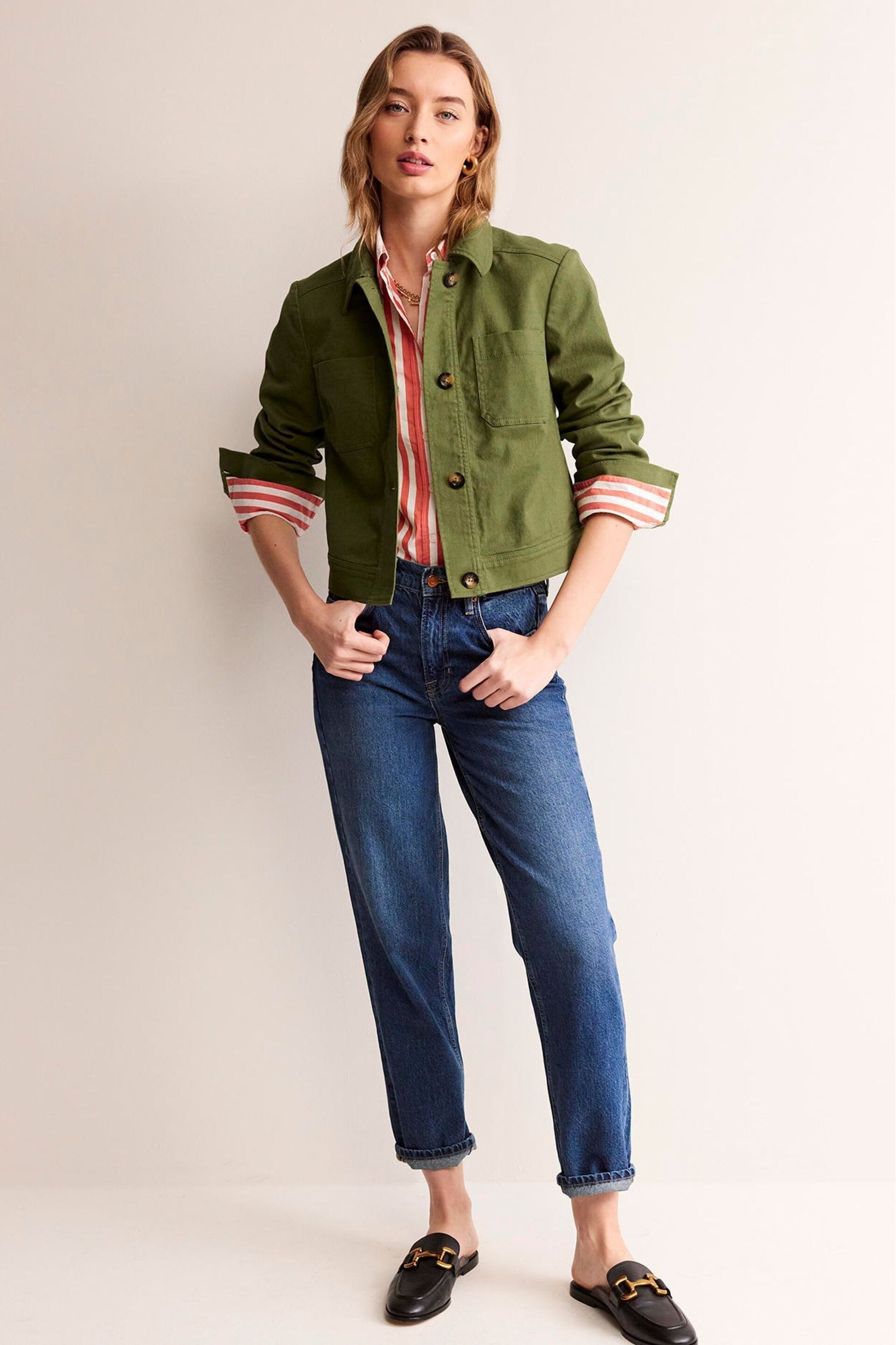 Boden Green Casual Crop Jacket - Image 5 of 6