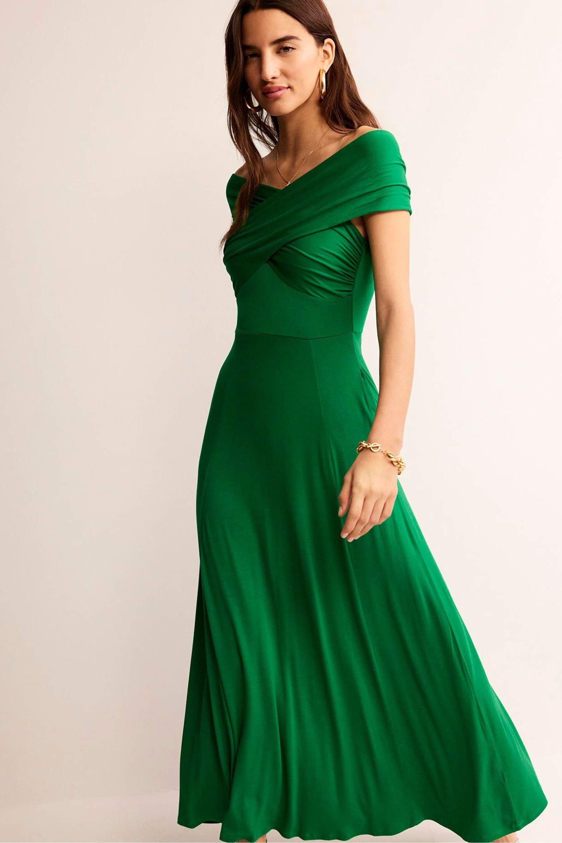 Boden Green Bardot Jersey Maxi Dress - Image 3 of 5