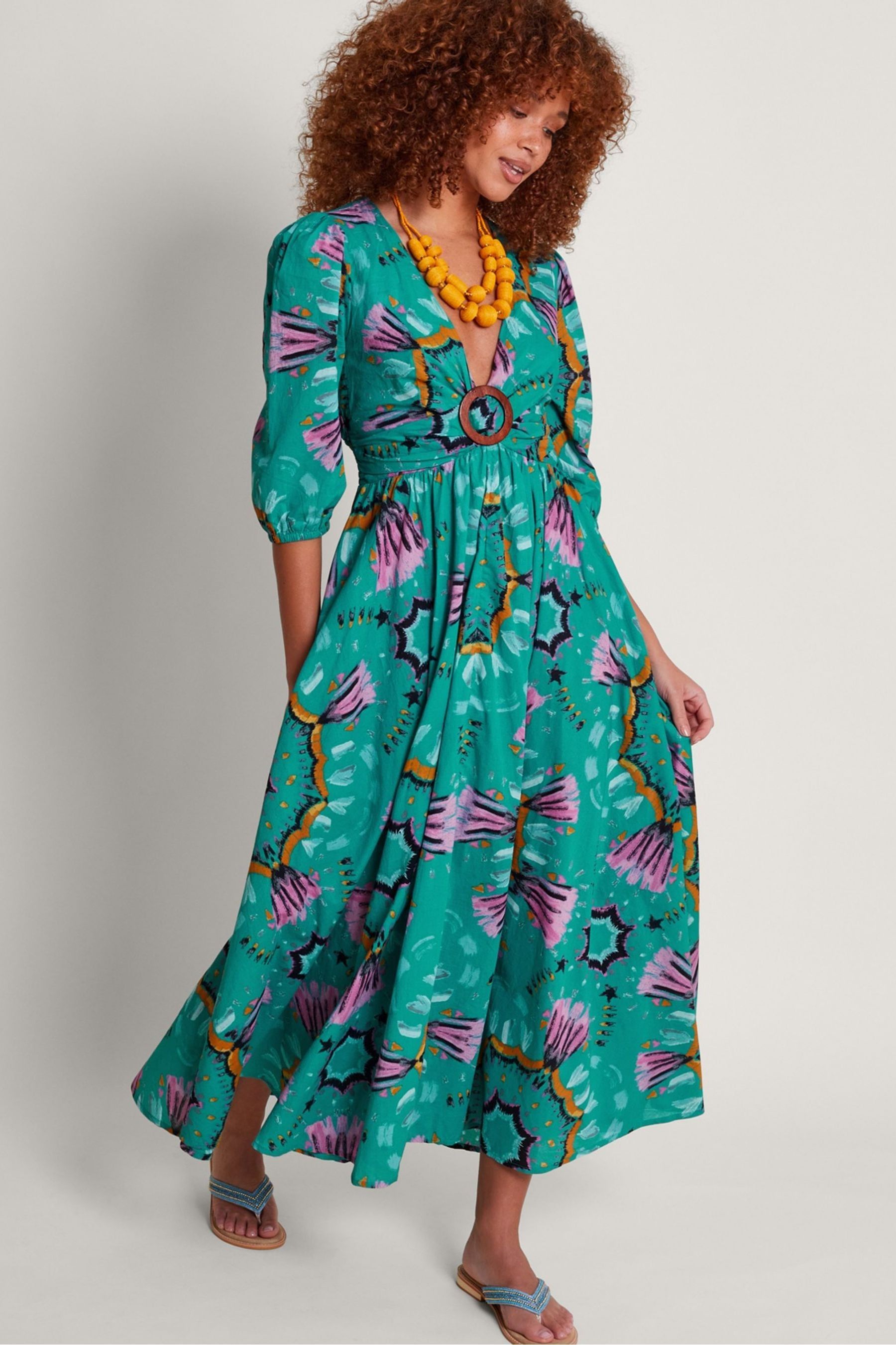 Buy Monsoon Blue 100 Cotton Allegra Ring Dress from Next Luxembourg