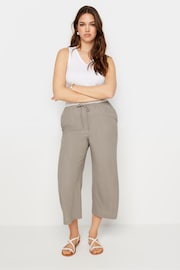 Long Tall Sally Natural Cropped Sand Linen Blend Trousers - Image 1 of 5