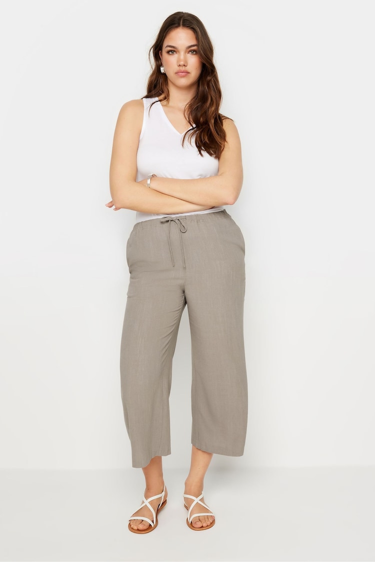 Long Tall Sally Natural Cropped Sand Linen Blend Trousers - Image 1 of 5