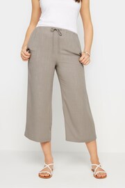 Long Tall Sally Natural Cropped Sand Linen Blend Trousers - Image 2 of 5