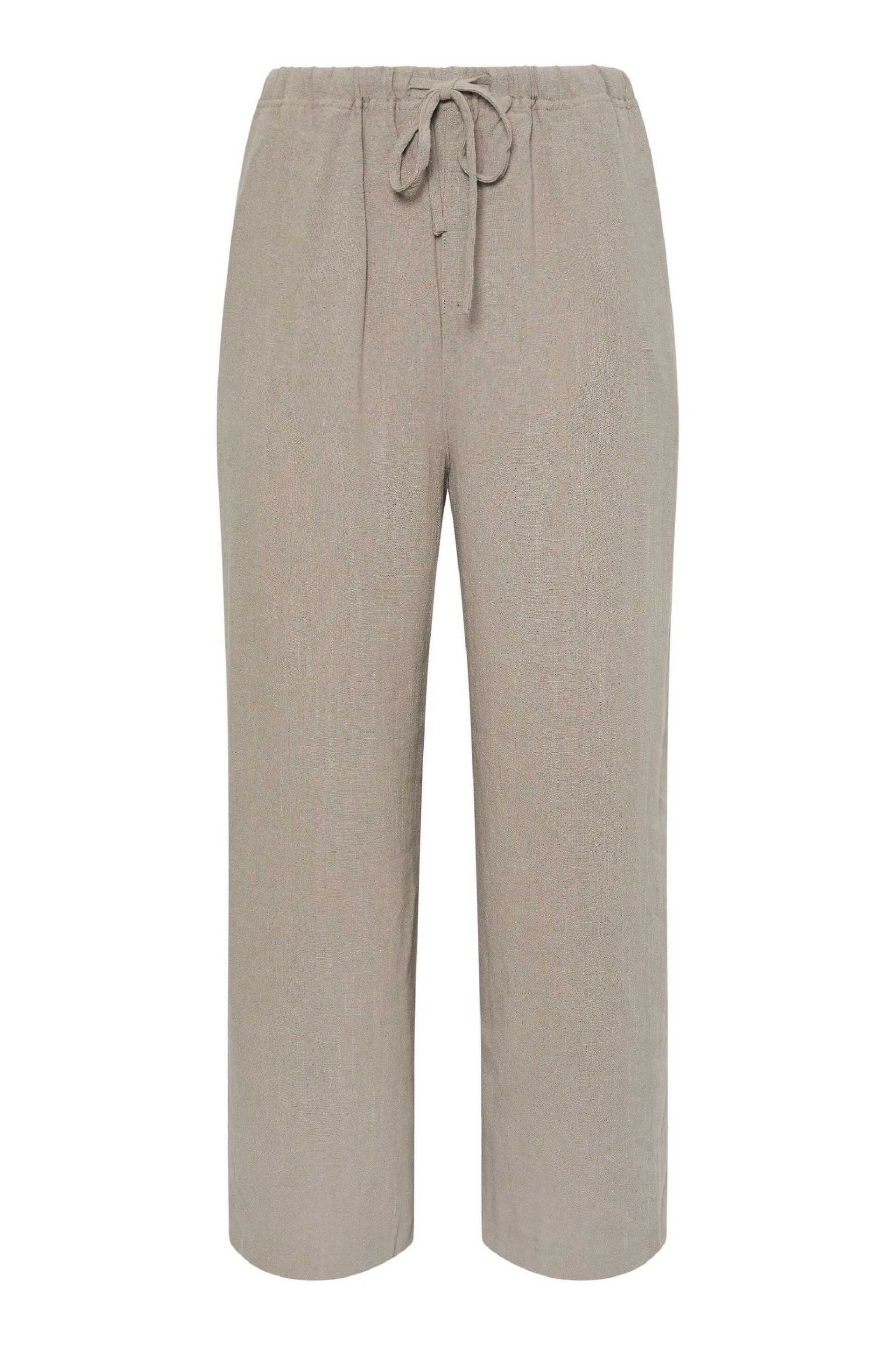 Long Tall Sally Natural Cropped Sand Linen Blend Trousers - Image 5 of 5