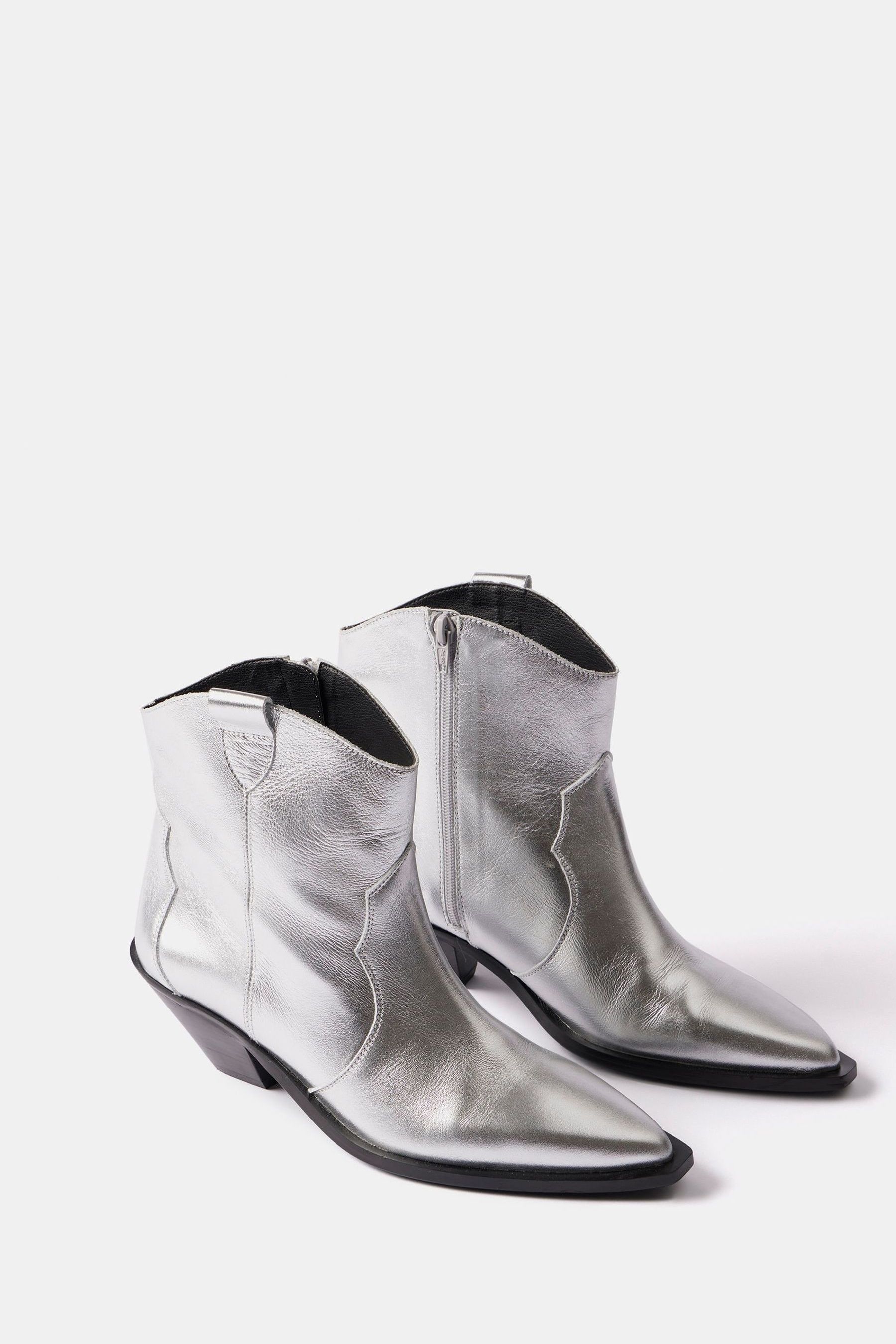 Buy Mint Velvet Silver Leather Ankle Boots from the Next UK online shop