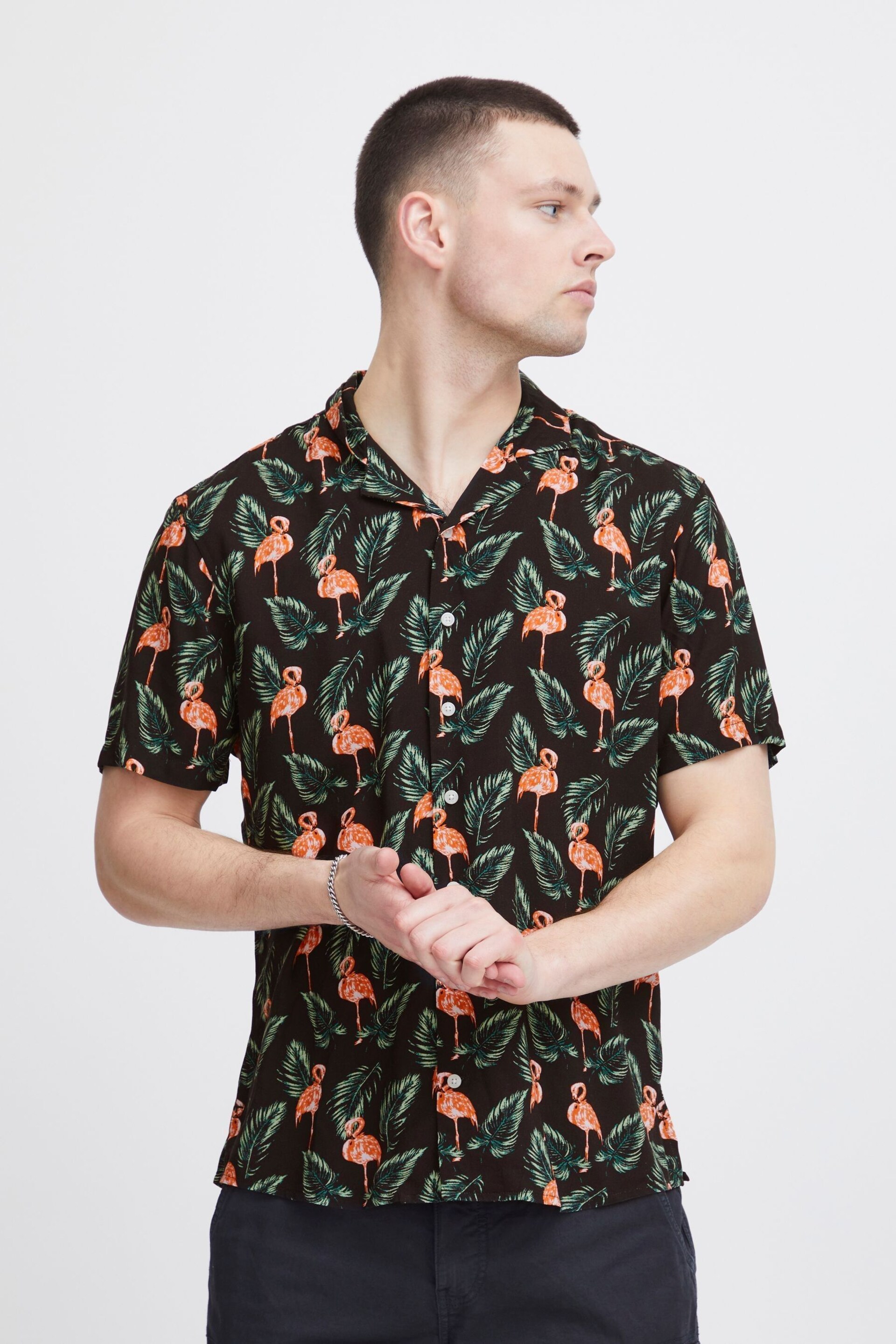 Blend Black Printed Resort Short Sleeve Shirt - Image 1 of 5