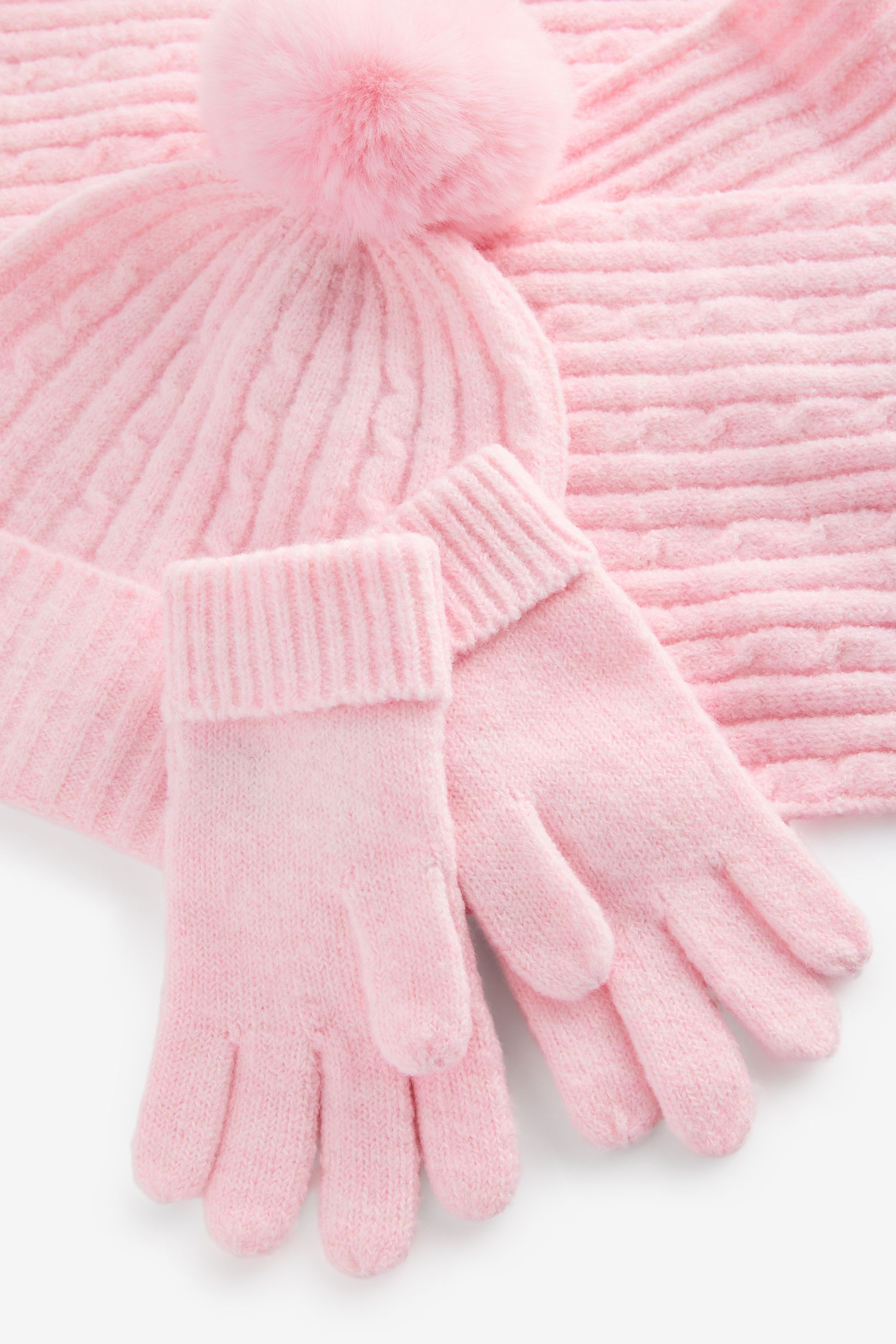 Pink hat and gloves best sale