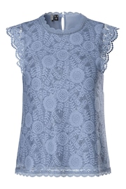 PIECES Blue Lace Detail Top - Image 5 of 5